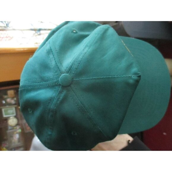 trucker Skater Cap  NEW True Vtg 90s Green Cloth Nebraska Bank Graphic OSFA - Picture 2 of 3